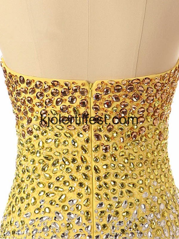Lange Kjreste Gul Chiffon Selskapskjoler