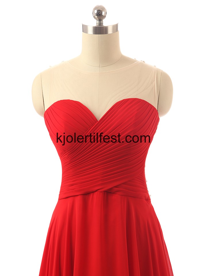 Lange Kjreste Rd Chiffon Selskapskjoler