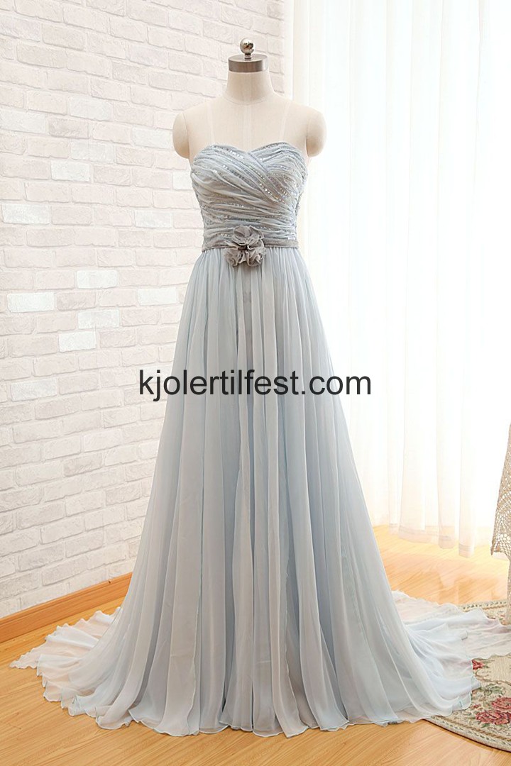 Lange Lys Bl Chiffon Selskapskjoler