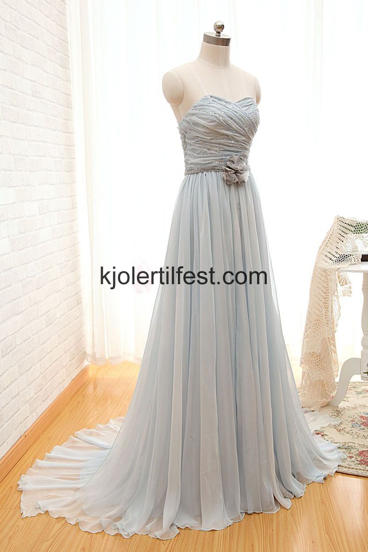 Lange Lys Bl Chiffon Selskapskjoler