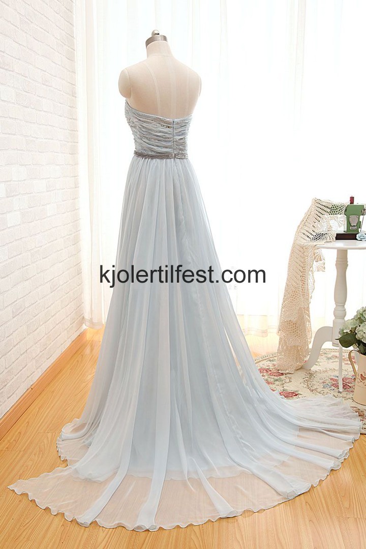 Lange Lys Bl Chiffon Selskapskjoler
