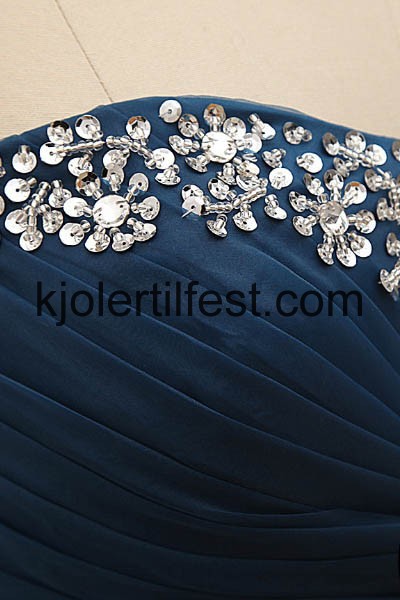 Lange Marinebl Organza Ballkjoler