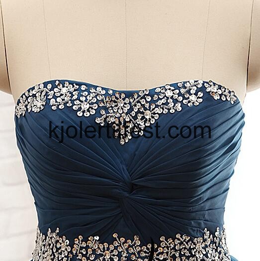 Lange Marinebl Organza Quinceanera Kjoler