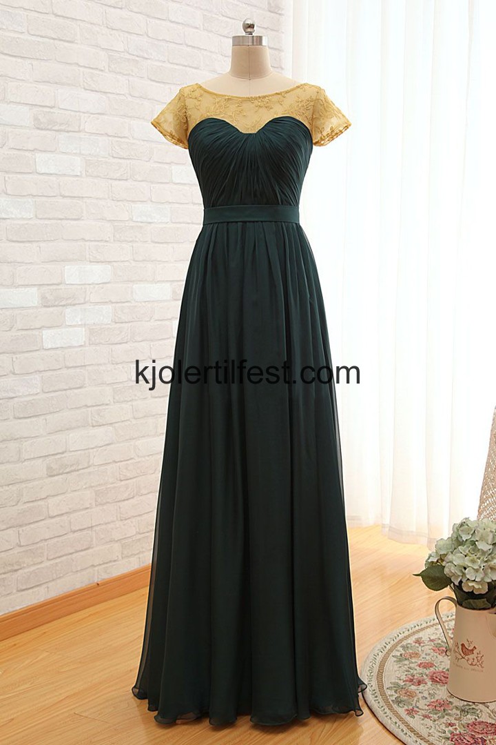 Lange Mrk Grnn Chiffon Selskapskjoler