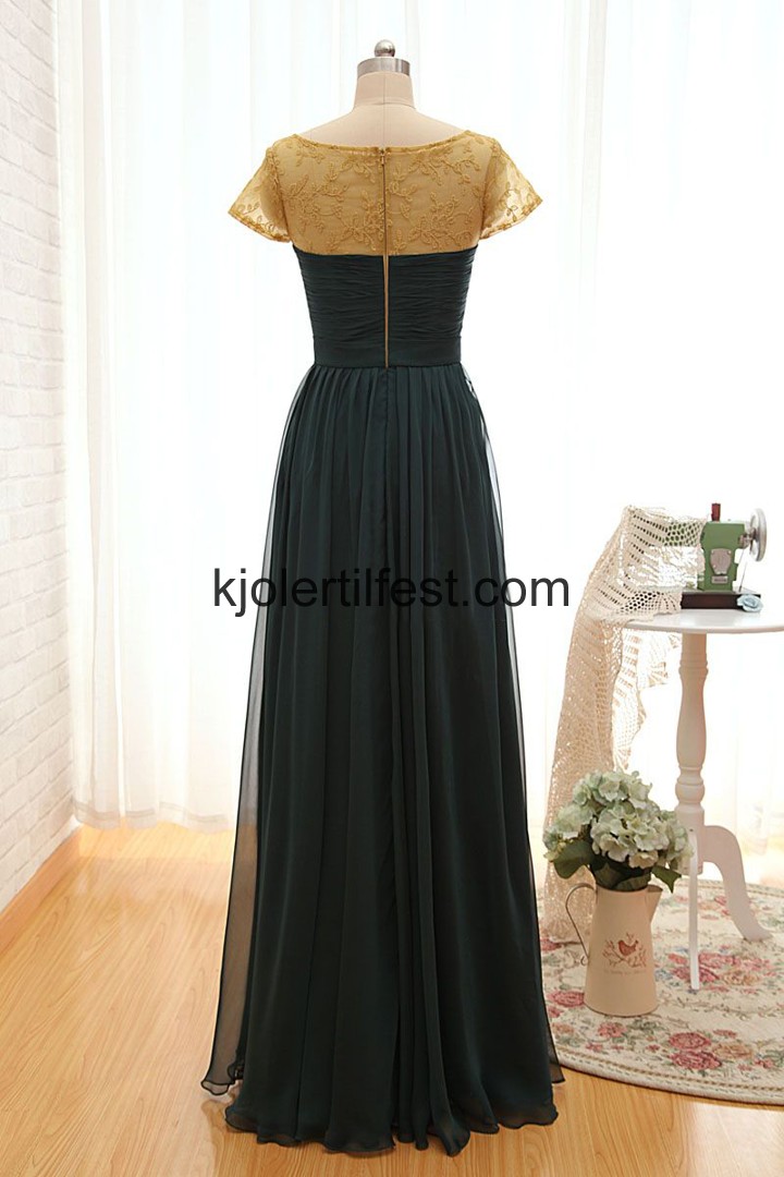 Lange Mrk Grnn Chiffon Selskapskjoler
