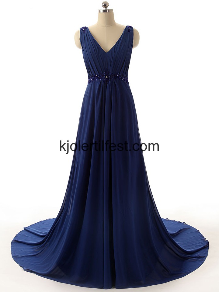Lange Mrk Kongebl Chiffon Ballkjoler