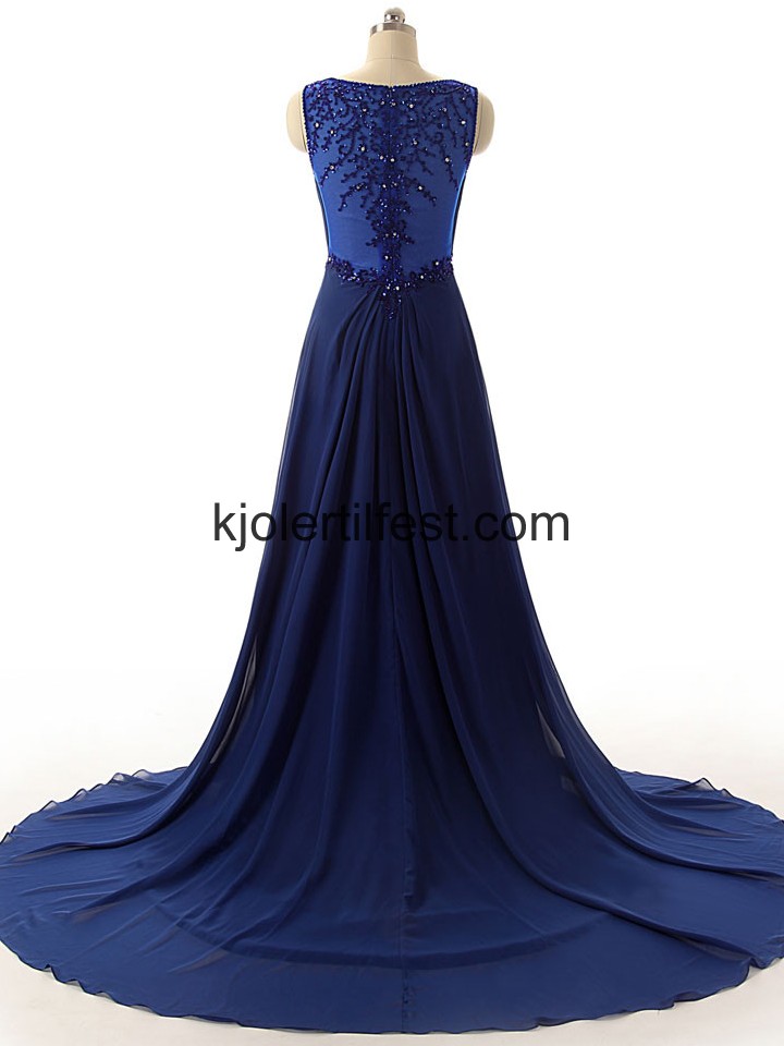 Lange Mrk Kongebl Chiffon Ballkjoler