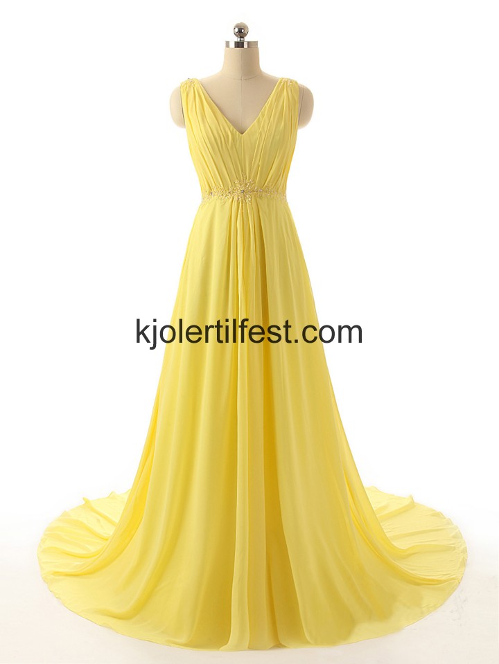 Lange Gul Chiffon Selskapskjoler