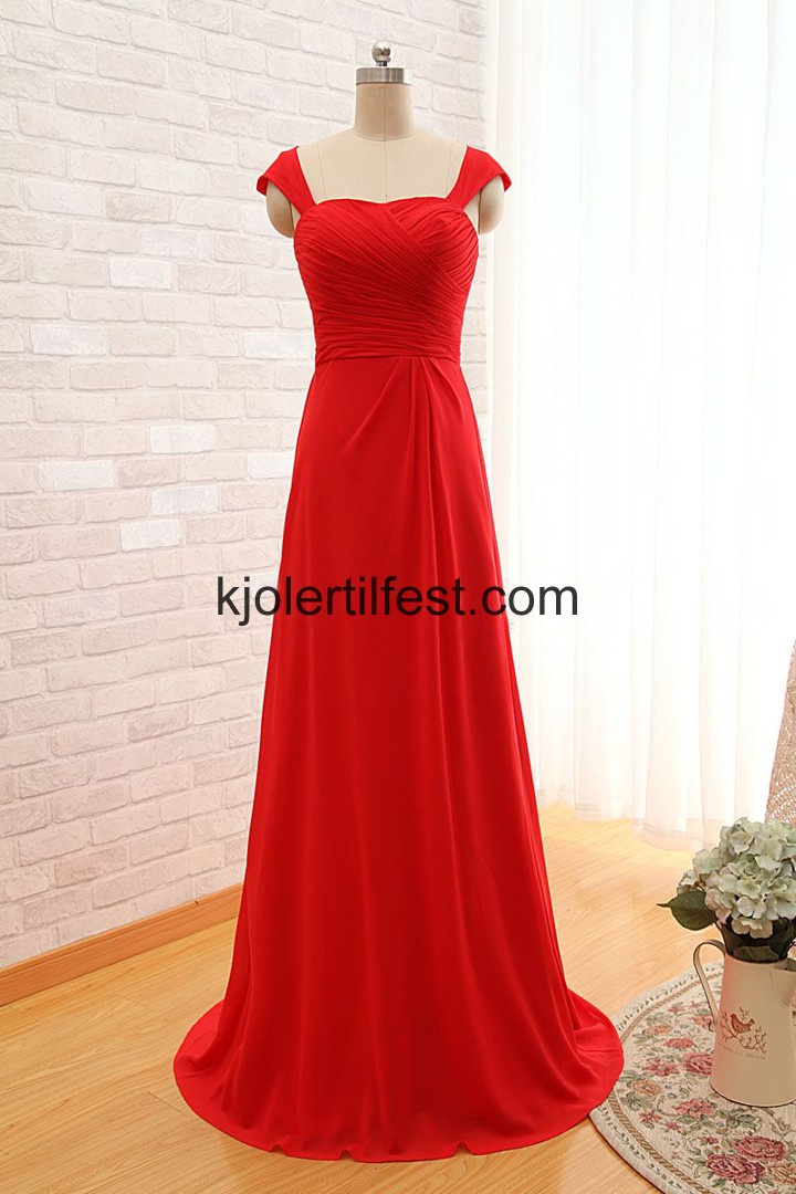 Lange Stropper Rd Chiffon Brudepikekjoler