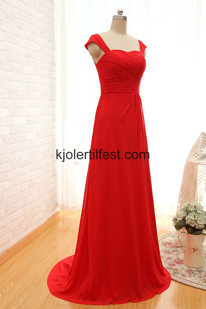 Lange Stropper Rd Chiffon Brudepikekjoler