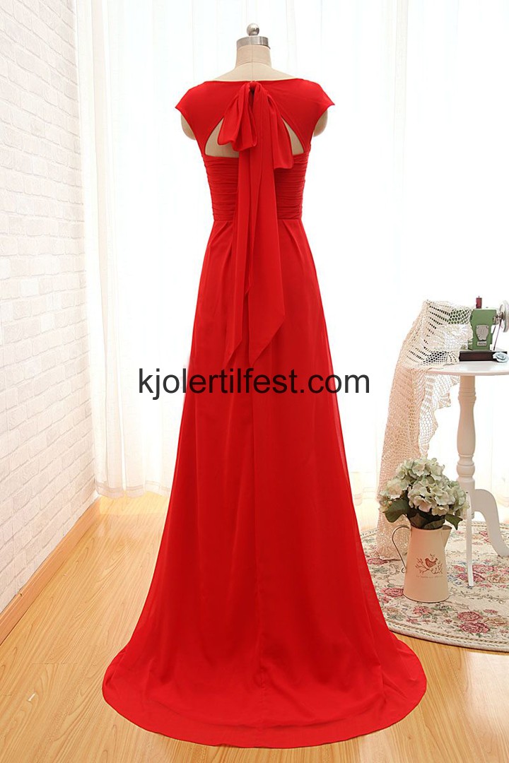Lange Stropper Rd Chiffon Brudepikekjoler