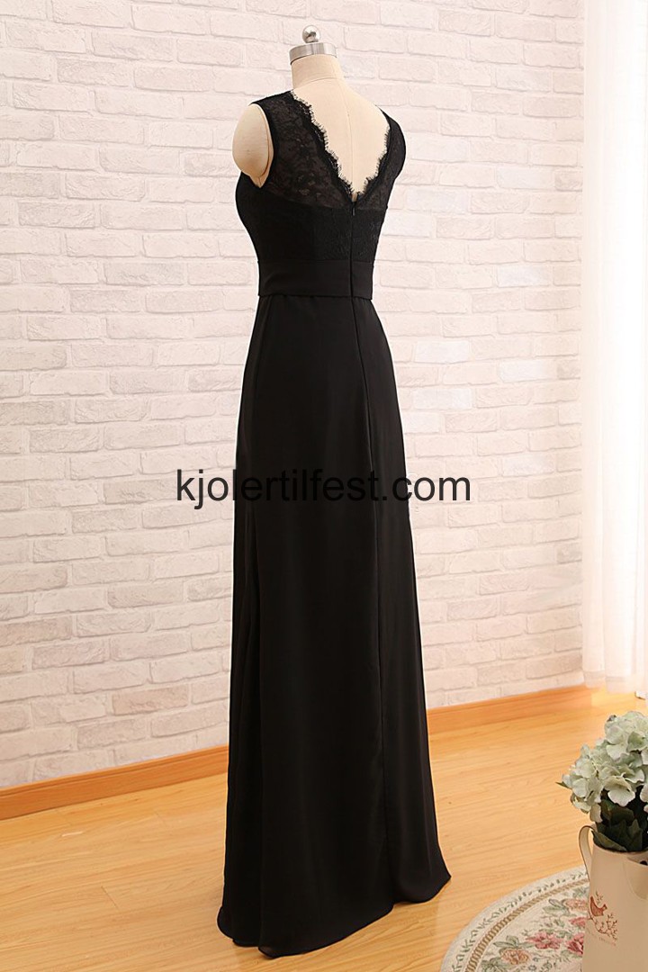 Lange Svart Chiffon Ballkjoler