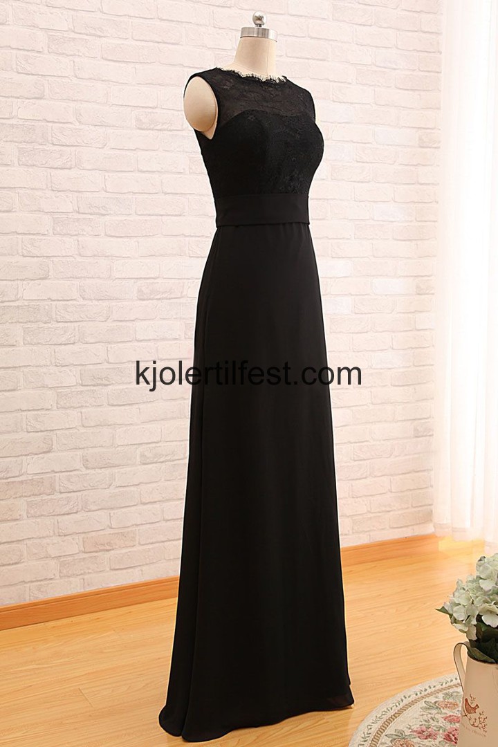 Lange Svart Chiffon Kjoler Til Brudens Mor