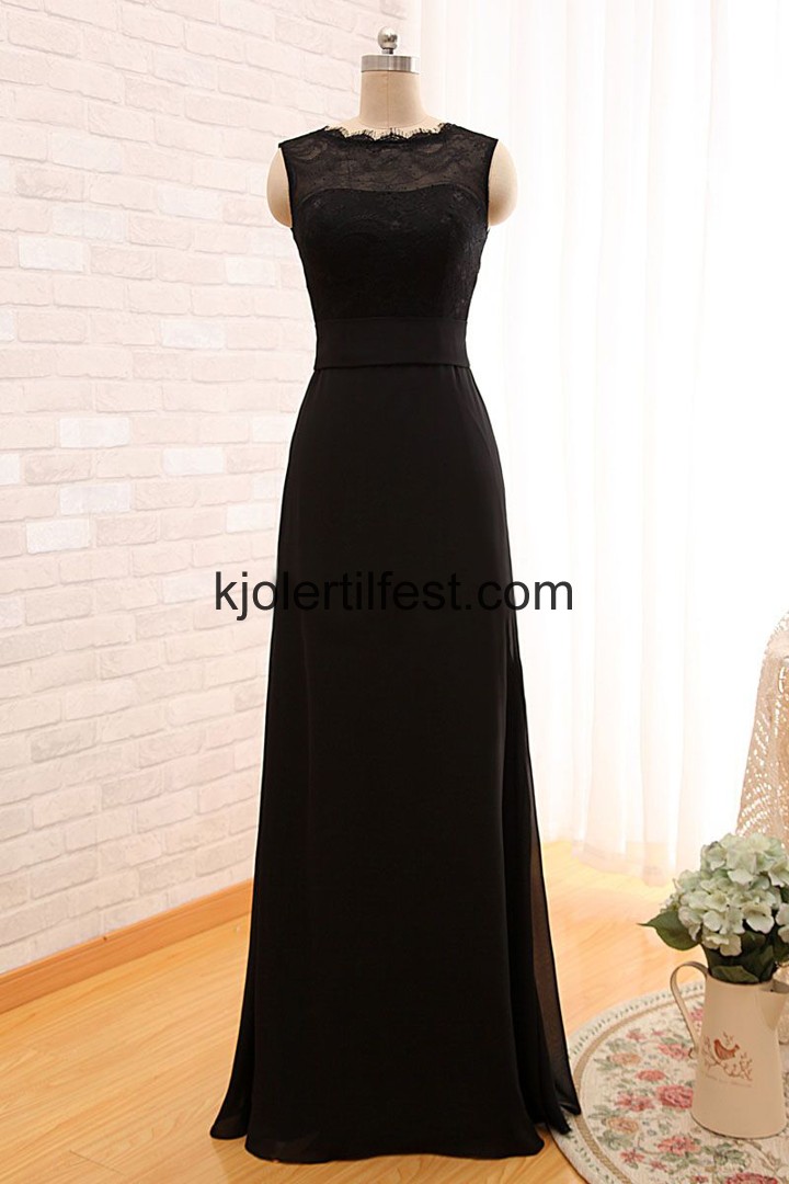 Lange Svart Chiffon Selskapskjoler