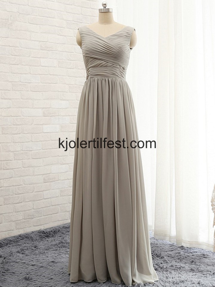 Lange V-hals Gr Chiffon Ballkjoler