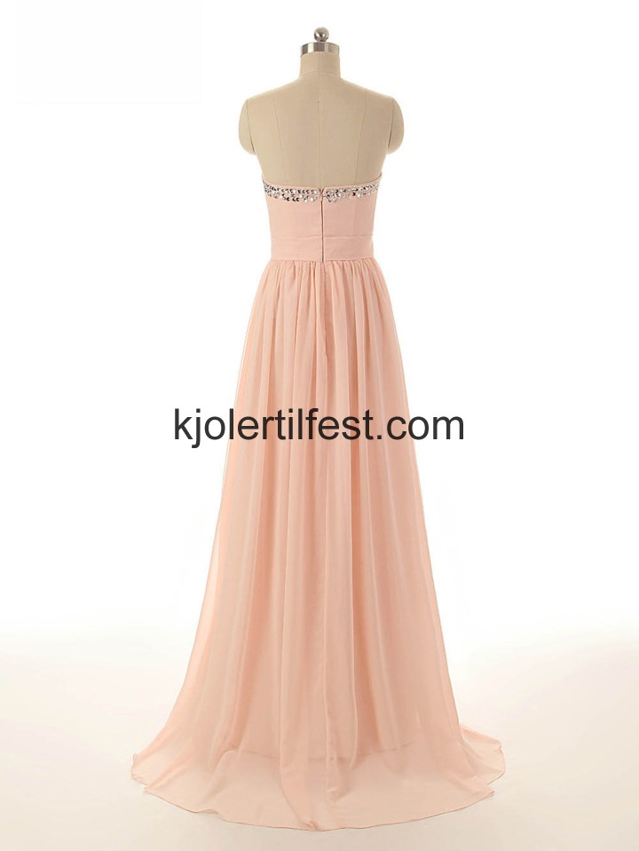 Lange V-hals Champagne Chiffon Selskapskjoler