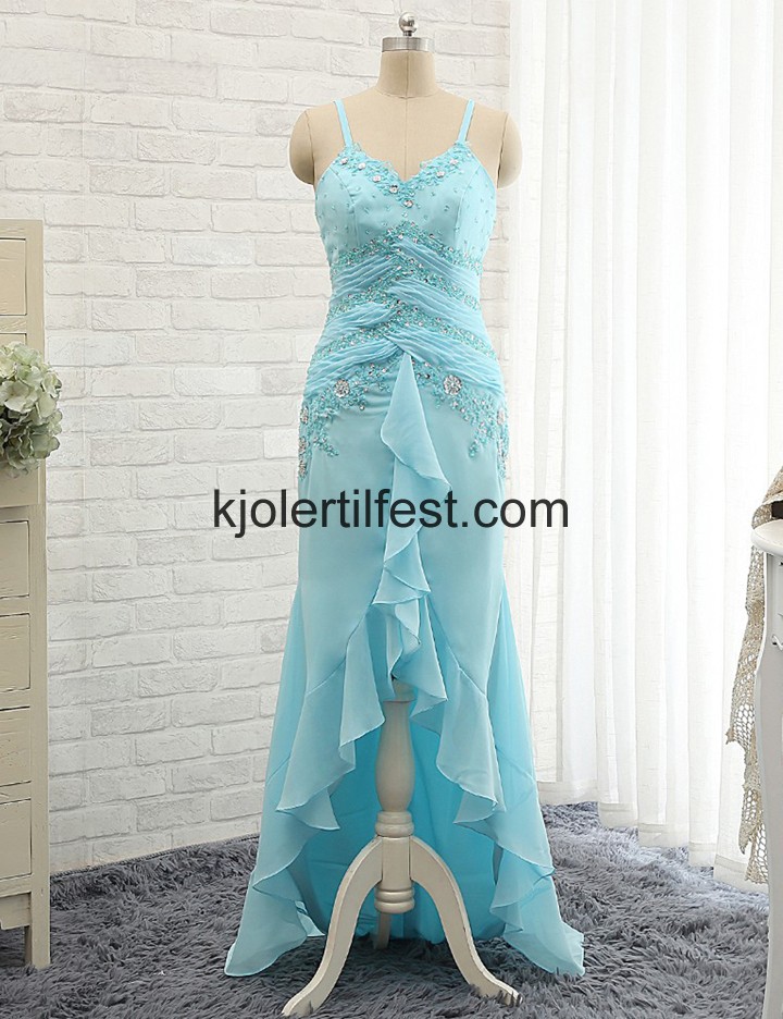 Lange V-hals Stropper Isbl Chiffon Selskapskjoler