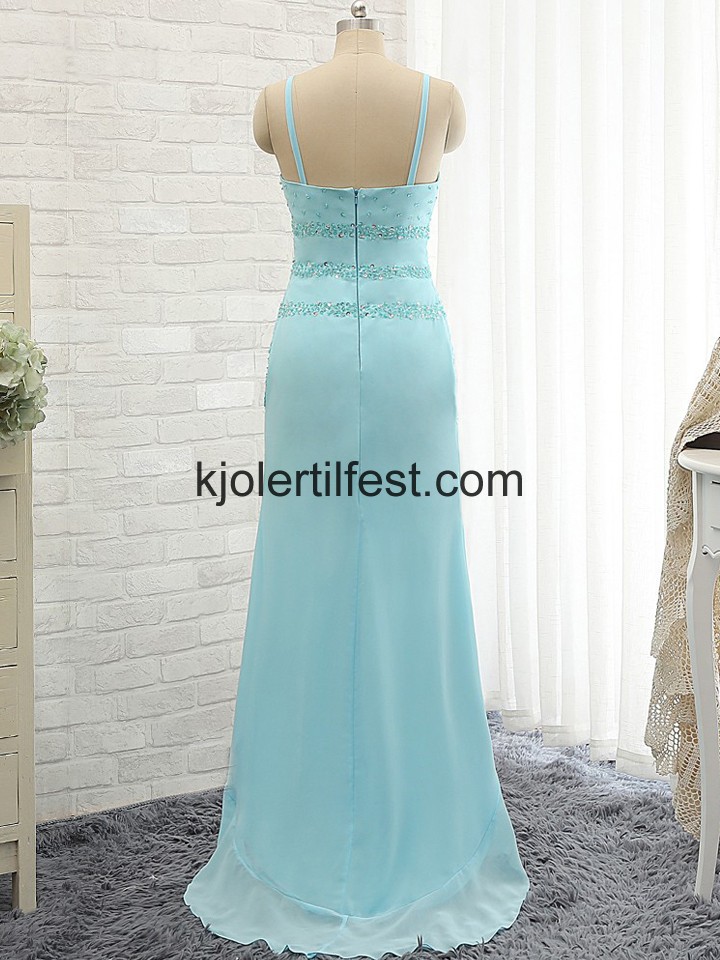 Lange V-hals Stropper Isbl Chiffon Selskapskjoler
