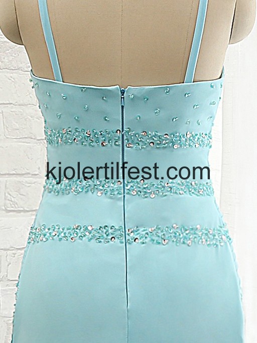Lange V-hals Stropper Isbl Chiffon Selskapskjoler