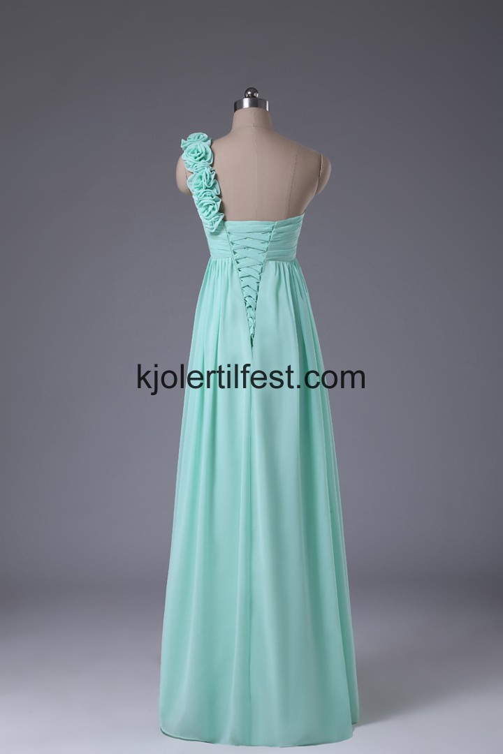 Lilla En-Skulder Blomster Lange Chiffon Ballkjoler