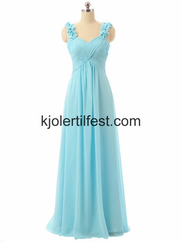 Lys Bl Lange Chiffon Ballkjoler