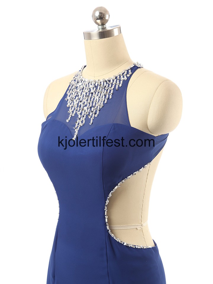 Mrk Kongebl Stoppet Chiffon Lange Ballkjoler
