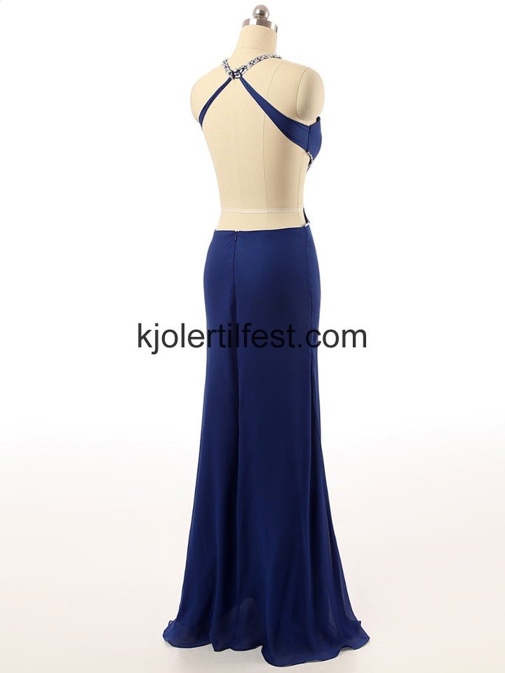 Mrk Kongebl Stoppet Chiffon Lange Selskapskjoler