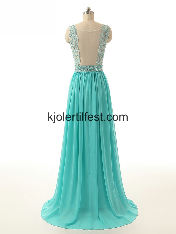 Mint Grnn Scoop Lange Chiffon Ballkjoler