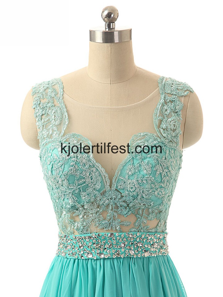 Mint Grnn Scoop Lange Chiffon Ballkjoler