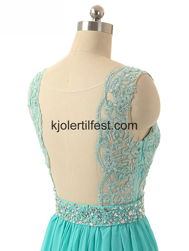 Mint Grnn Scoop Lange Chiffon Ballkjoler