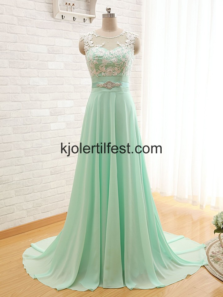Mint Scoop Perler Blonder Chiffon Selskapskjoler