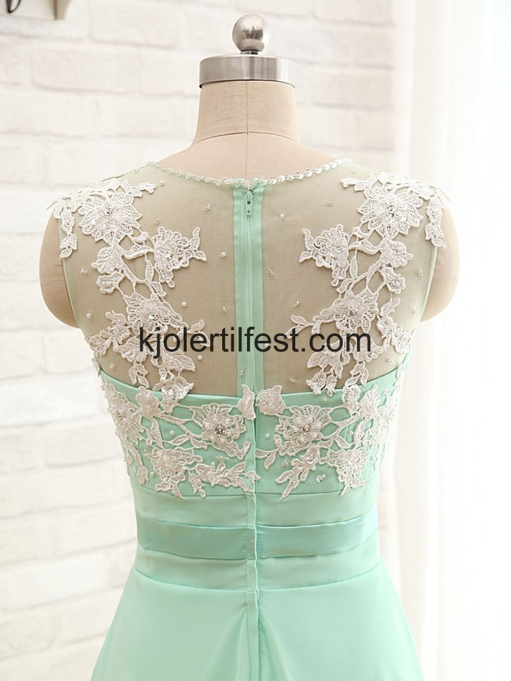 Mint Scoop Perler Blonder Chiffon Selskapskjoler