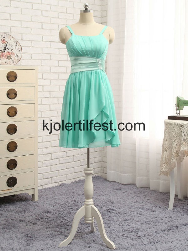 Mint Stropper Chiffon Kne-lengde Selskapskjoler