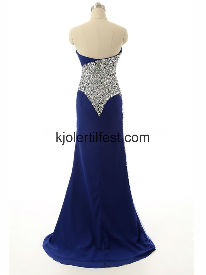 Mrk Kongebl Kjreste Lange Chiffon Ballkjoler