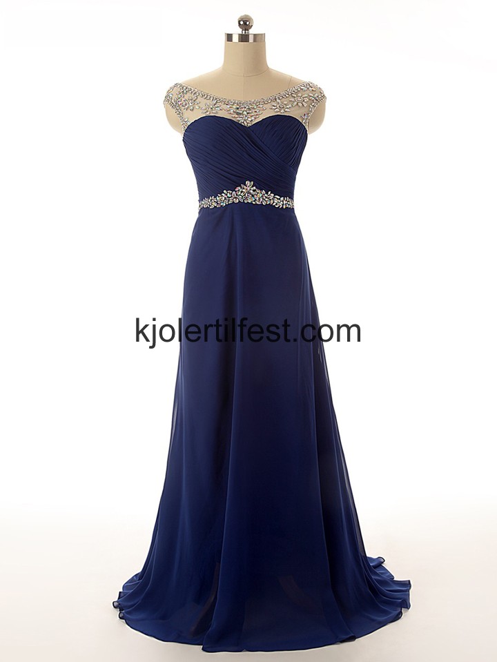 Mrk Kongebl Lange Chiffon Selskapskjoler