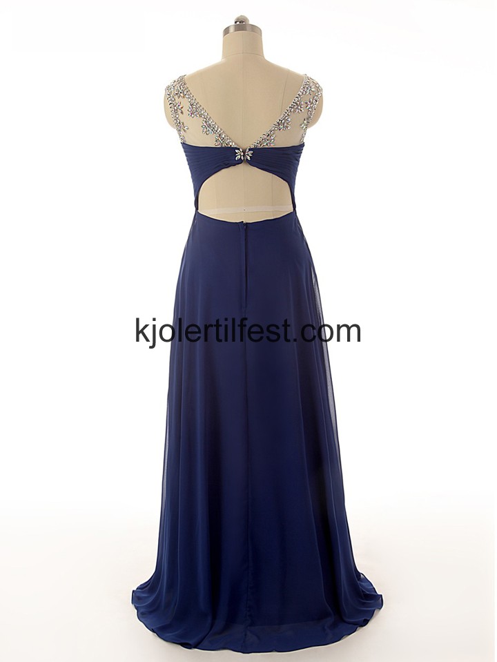 Mrk Kongebl Lange Chiffon Selskapskjoler