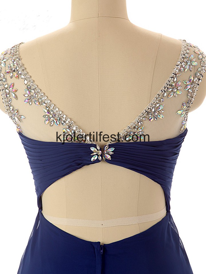 Mrk Kongebl Lange Chiffon Selskapskjoler