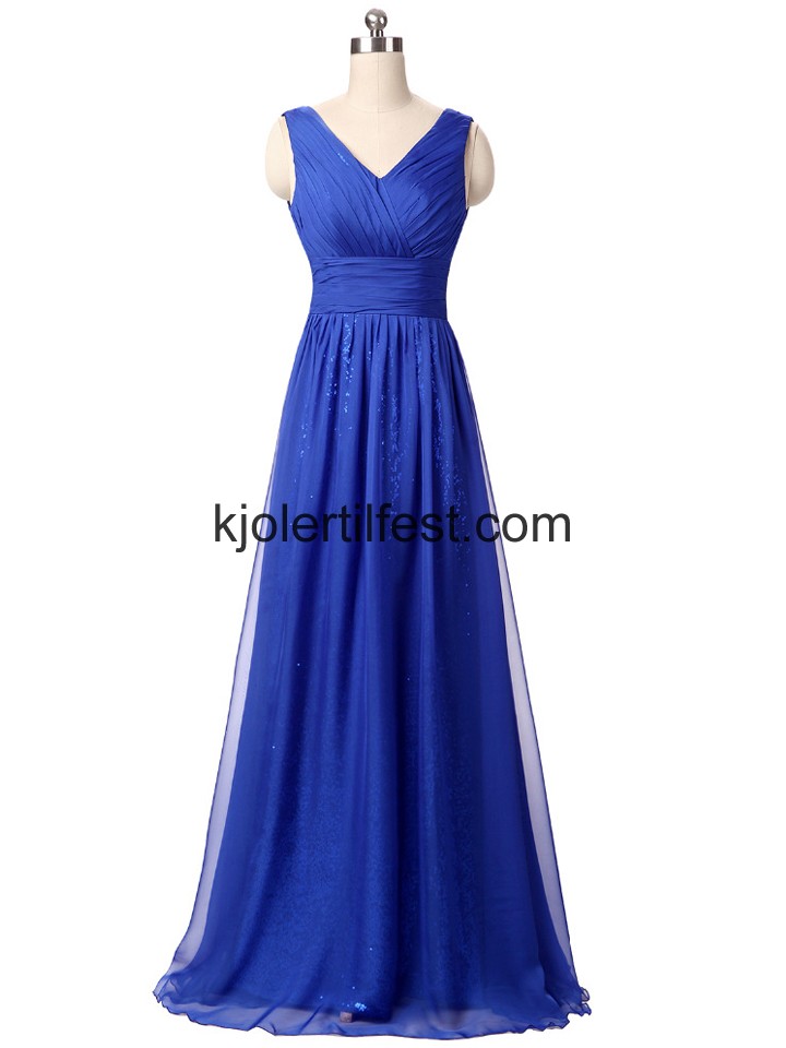 Mrk Kongebl V-hals Chiffon Lange Ballkjoler