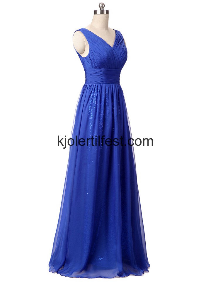 Mrk Kongebl V-hals Chiffon Lange Ballkjoler