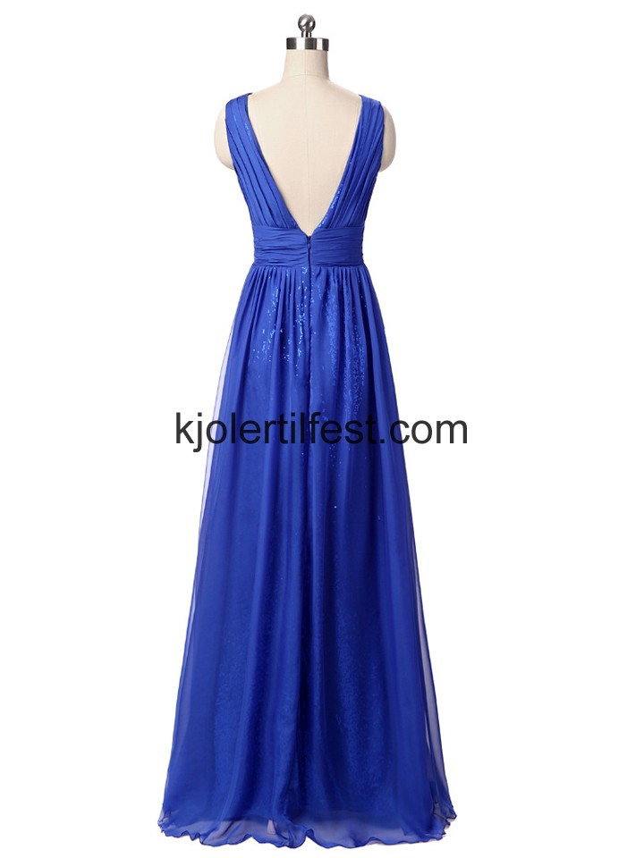 Mrk Kongebl V-hals Chiffon Lange Ballkjoler