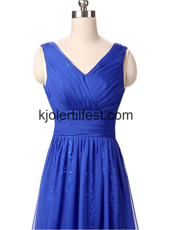 Mrk Kongebl V-hals Chiffon Lange Ballkjoler