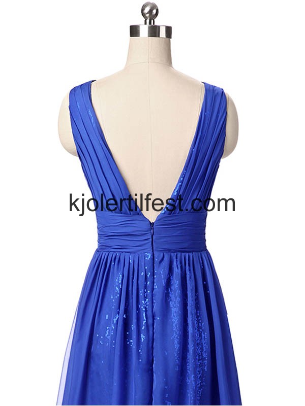 Mrk Kongebl V-hals Chiffon Lange Ballkjoler