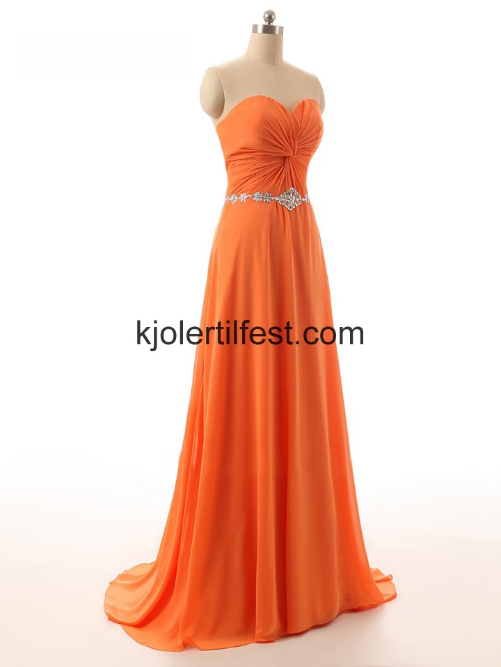 Oransje Kjreste Gulvlengde Chiffon Ballkjoler