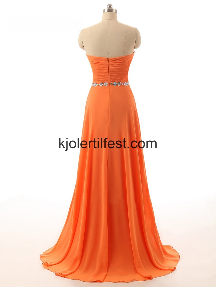 Oransje Kjreste Gulvlengde Chiffon Ballkjoler