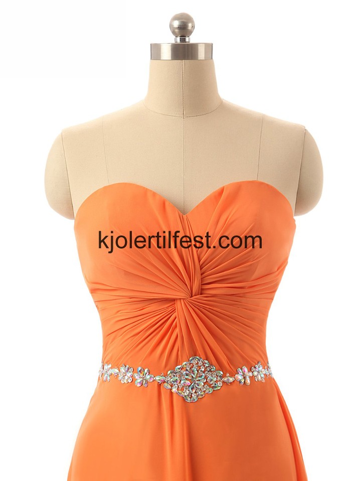 Oransje Kjreste Gulvlengde Chiffon Ballkjoler