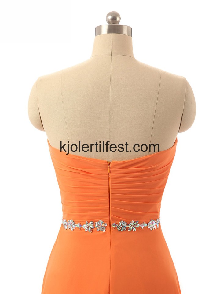 Oransje Kjreste Gulvlengde Chiffon Ballkjoler
