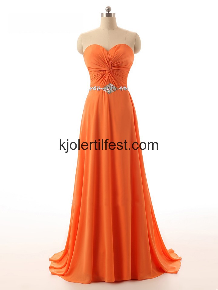 Oransje Kjreste Gulvlengde Chiffon Selskapskjoler