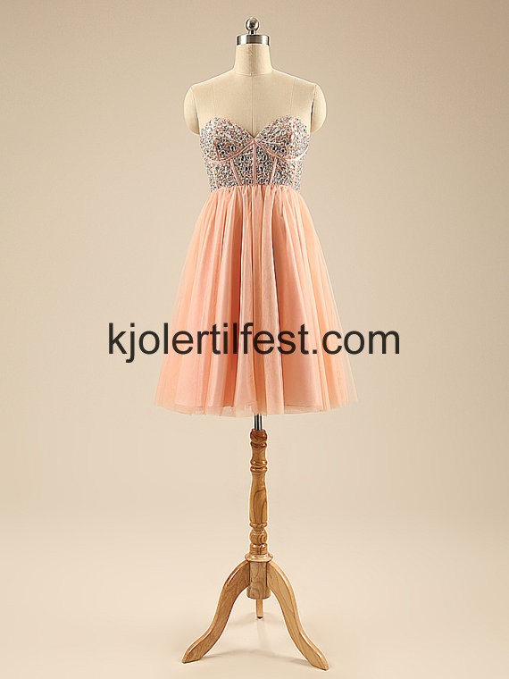 Oransje Perler Kort Organza Cocktailkjoler