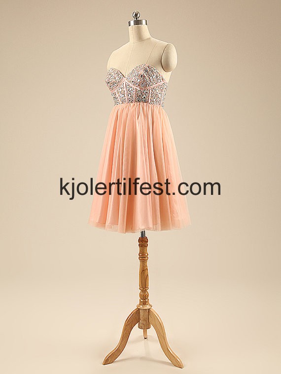 Oransje Perler Kort Organza Cocktailkjoler
