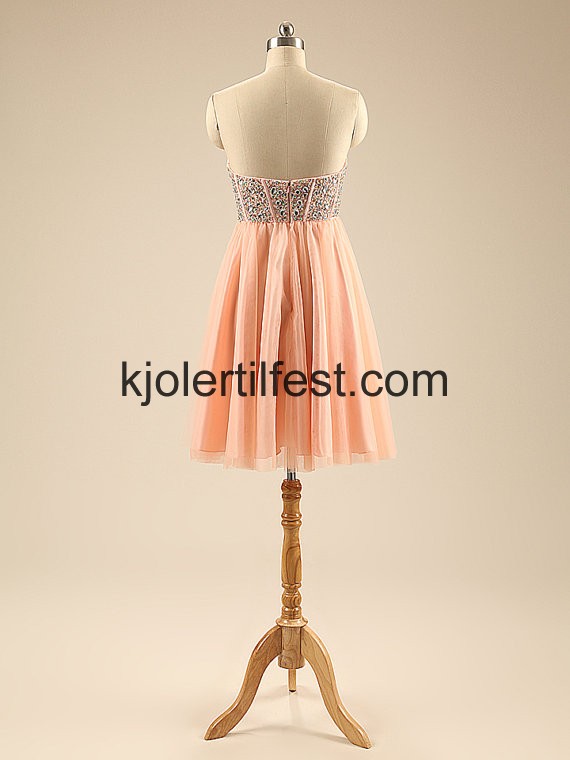 Oransje Perler Kort Organza Cocktailkjoler